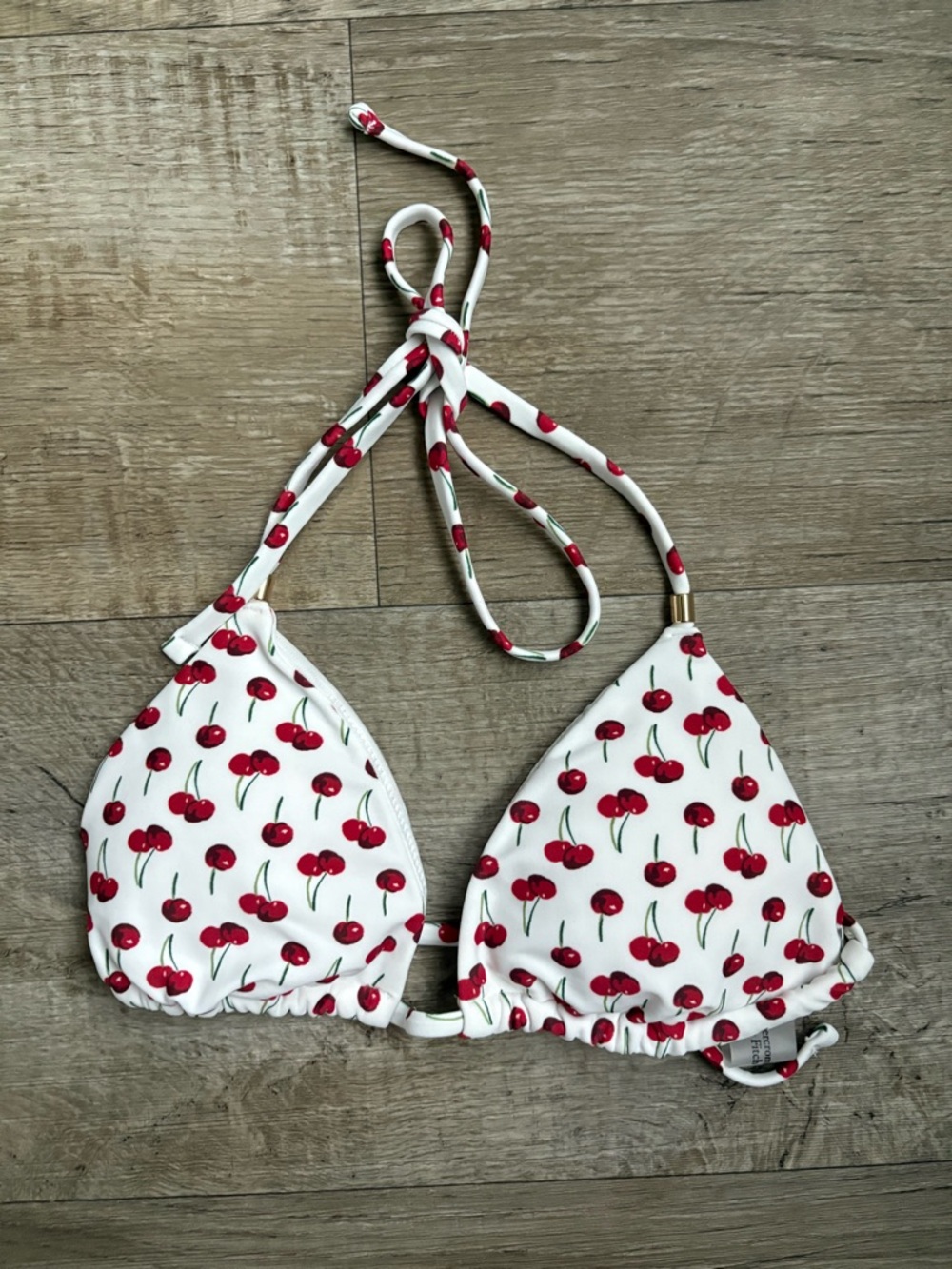 NWT Abercrombie and Fitch White Cherry Print Triangle Bikini Top Sz XS